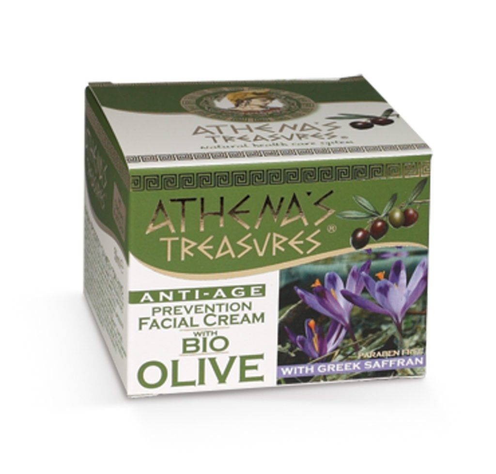 Αντιγηραντική κρέμα προσώπου με βιολογικό λάδι ελιάς και saffran 50ml (Athena´s)