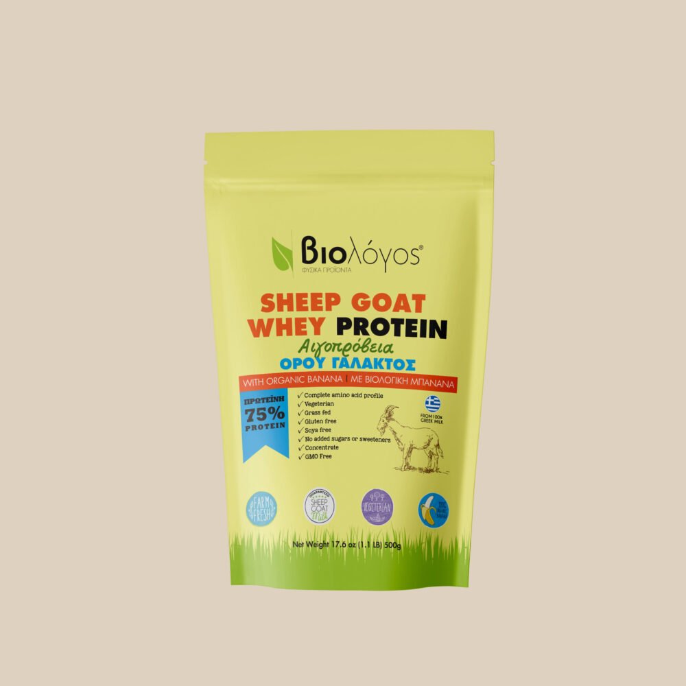 Αιγοπρόβεια Ελληνική Πρωτεΐνη με Βιολογική Μπανάνα 500g